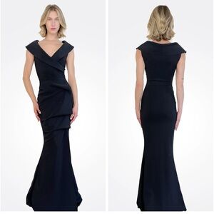 Chiara Boni La Petite Robe Norc Cocoon Collar Trumpet Gown Black Sz 6